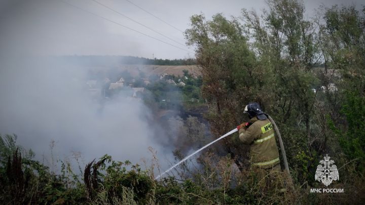 Спасатели тушили крупный пожар в Луганске: горели 15 гектар травы, была угроза возгорания домов